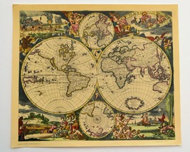 World Map 1690 by Hoffmann-La Roche Drug Co M5 Series 1950s Reproduction - $19.70