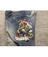 Ed Hardy Mens New York City Eagle Patch Distressed Denim Jeans Size 42X2... - £72.57 GBP