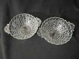 2 Vintage Anchor Hocking Bubbles &amp; Ladder Depression Glass Bowls with Handles - £15.84 GBP