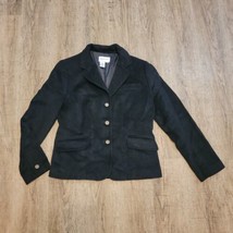 Chadwick&#39;s Button Up Wool Jacket Blazer ~ Sz 8 ~ Black ~ Long Sleeve ~ L... - $31.49