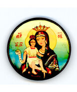 Russian hand painted brooches of religious saints_brooch_03, Mary with c... - $218.09 MXN