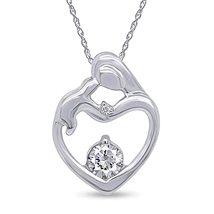 0.50 Carat Round Cut Gemstone Mother &amp; Child Heart Love Pendant Necklace... - $64.99+