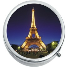 Eiffel Tower Night Paris Medicine Vitamin Pill Box - £9.22 GBP