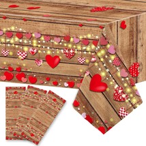 chiazllta 3PCS Valentine&#39;s Day Tablecloth Plastic Valentine Heart Disposable - £13.86 GBP