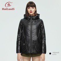 HaiLuoZi 2022 Spring Jacket Hits Color Slim Fashion Casual Short Parka Autumn Co - £97.64 GBP