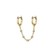 1pc New 2021 Ear Hole Piercing Stud Earrings for Women Moon Heart Gold Chain CZ  - £7.68 GBP