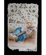 Vtg Religious Trade Card w Beautiful Lace Edging &amp; Gold Accents WM Woods... - €21,44 EUR