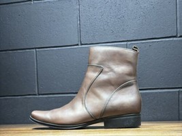 Rockport Brown Leather Square Toe Zip Ankle Boots Men’s 11.5 - $39.96