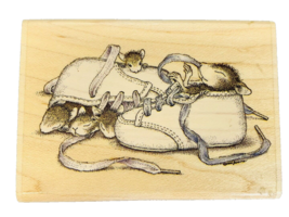 Stampabilities House Mouse Rubber Stamp Baby Shoes Friends Wood Mount HMGR1002 - £11.14 GBP