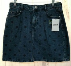 Dorothy Perkins Polka Dot Denim Skirt NWT Size 12 - £19.47 GBP