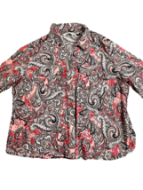 Emily Daniels Blouse PXL Button Up Women&#39;s  Paisley Sequin Roll Tab Slee... - $12.65