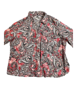 Emily Daniels Blouse PXL Button Up Women&#39;s  Paisley Sequin Roll Tab Slee... - £9.91 GBP