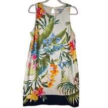 TOMMY BAHAMA Women's M Cream Tropical Floral Silk Shift Dress Resort Vac... - $68.31