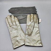 Ladies Leather Gloves Size 8 Moschino Gold Pair / Gray Pair Knit Acrylic... - £30.66 GBP