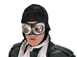 Steam Punk Cosplay Ww I Aviator Style Black Hat And Silver Goggles New Unused - £20.97 GBP