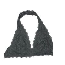 Free People Intimately Lace Halter Bralette Dark Gray M - $16.27