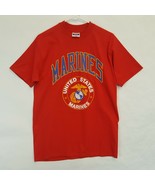 Vtg Marines USMC Military Hanes 50 50 Red Sz L T Shirt USA Made 80s 90s - £18.64 GBP