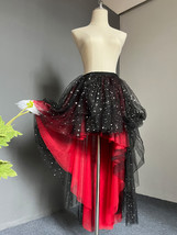 BLACK RED High-low Tulle Skirt Holiday Outfit Wedding Party Layered Tulle Skirts