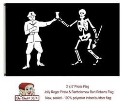 3x5 ft  FlagJolly Roger Pirate and Bartholomew Bart Roberts Flag - new, ... - £7.81 GBP