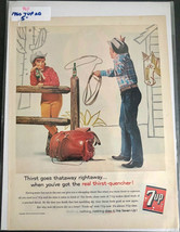 Vintage Print Ad 7UP 7 Up &quot;Thirst Goes Thataway&quot; Cowboy Art Poster For Framing - $5.90