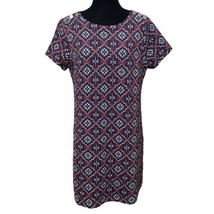 Loft Burgundy Navy Quilted Stretch Shift Dress Size 12 - £22.06 GBP