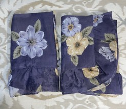 Set Of 2 Pillow Bed Ruffle Shams Floral Yellow White Purple Plum White O... - £11.58 GBP