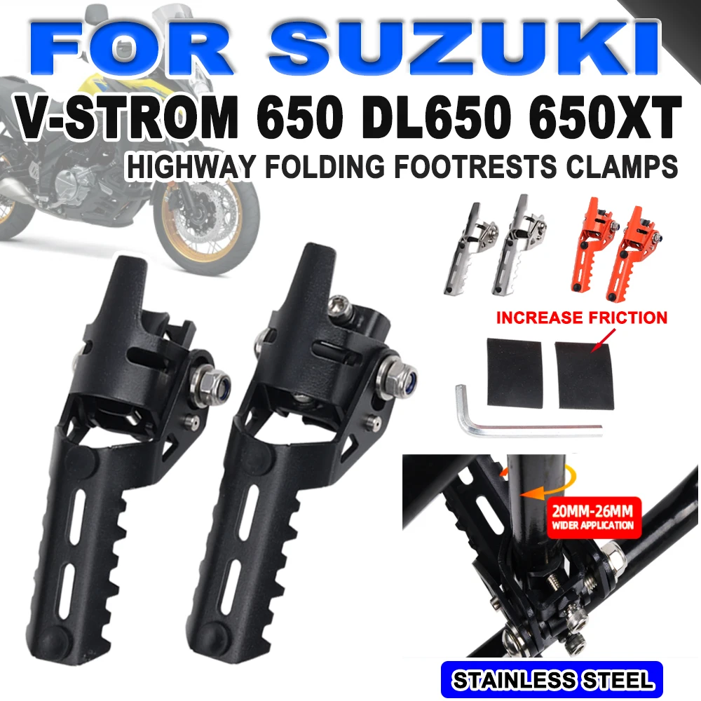 Dl650 650xt 250 motorcycle accessories highway front foot pegs folding footrests clamps thumb200