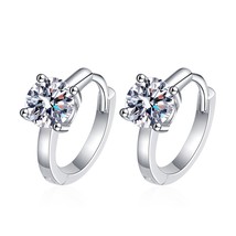 S925 Trendy D color 0.5ct 5VVS1 Blue Moissanite Hoop Earring for Women Fine Jewe - £56.95 GBP