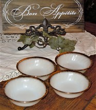 4pc Fire King 5&quot; Fruit Dessert Bowls Swirl White Milk Glass Anniversary ... - $24.99