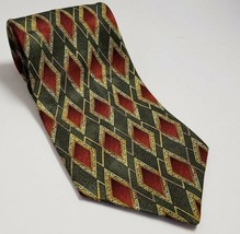 Hunt Club Mens Silk Neck Tie Grey Red Diamonds  4&quot; - £11.88 GBP