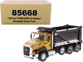 CAT Caterpillar CT660 SBFA w Ox Bodies Stampede Dump Truck Yellow Black 1/50 Die - £79.06 GBP