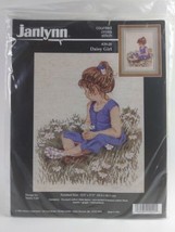 1996 Vtg Janlynn Counted Cross Stitch Kit Daisy Girl Finished Size12.5"x 17.5"   - $14.85