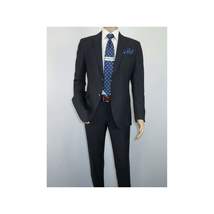 Men Suit BERLUSCONI Turkey 100% Italian Wool Super 180's #Ber29 Navy Blue Stripe image 3