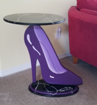 Purple Shoe Table, Shoe Floor Sculpture Abstract Purple Heel End Table by Art69 - £467.56 GBP