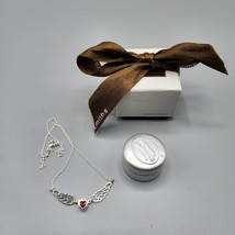 Winged Heart Necklace Sterling Silver Red Stone Metalsmiths w/ Gift Box 925 - £23.11 GBP