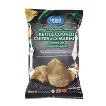 4 Bags of Great Value Spicy Jalapeño Kettle Cooked Potato Chips 180g Each - $29.03