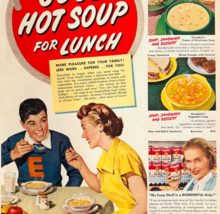 1951 Campbell&#39;s Soup Advertisement Vintage Hot Lunch Canned Foods DWYY3 - $460.95 MXN