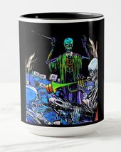 Undead Skeleton Jazz Combo 15 oz Mug 15 oz Coffee Mug - Two Tone White/Black - £12.81 GBP