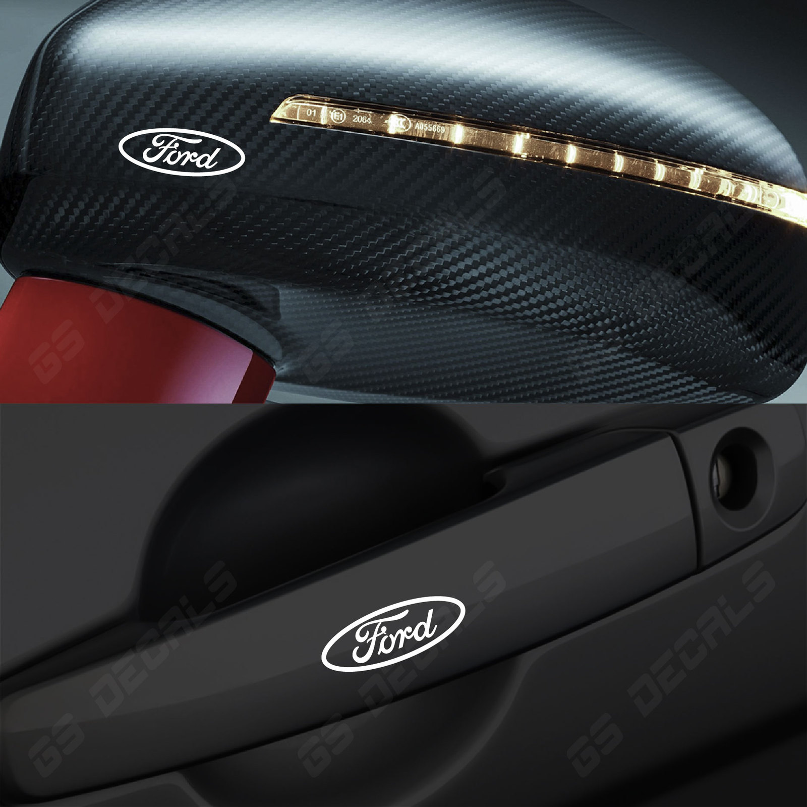 Ford Logo Mirror Handle Decals Stickers Premium Quality 5 Colors Focus Fiesta