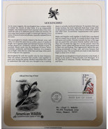 American Wildlife Mail Cover FDC &amp; Info Sheet Mocking Bird 1987 - £7.73 GBP
