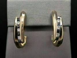 .40Ct Black & White Simulated Diamond Hoop Earrings Solid 14K Yellow Gold Plated - $120.36