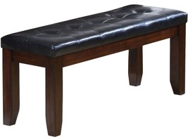 48" Black and Espresso Upholstered Faux Leather Bench - $4,683.18 MXN