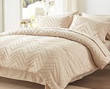 Queen Comforter Set, Beige Tufted Bed In A Bag 7 Pieces With Comforters ... - £66.32 GBP