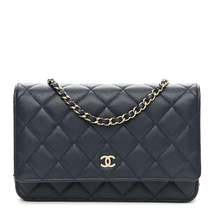 Chanel Caviar Quilted Wallet On Chain WOC Navy Blue - £3,101.50 GBP