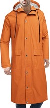 COOFANDY Men&#39;s Long Rain Jacket with Hood Waterproof Lightweight Raincoa... - $25.73