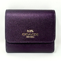 NWT Coach Small Trifold Wallet in Metallic Plum - £86.05 GBP