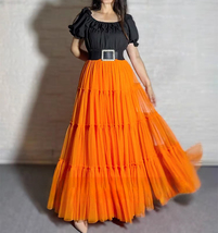 BLUE Tiered Tulle Maxi Skirt Outfit Women Custom Plus Size Fluffy Tulle Skirt image 8