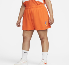Nike Women&#39;s Sportswear Fleece Mid-Rise Shorts DN2222-817 - Plus Size 1X Orange - £23.26 GBP
