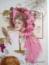 Halloween Postcard Kathryn Elliott Hand Tinted Gibson Mirror JOL Candle 1911 - £300.58 GBP