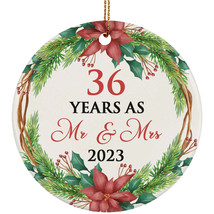 36th Weeding Anniversary Ornament Hanging 36 Years As Mr &amp; Mrs Wreath Xmas Gifts - $14.80